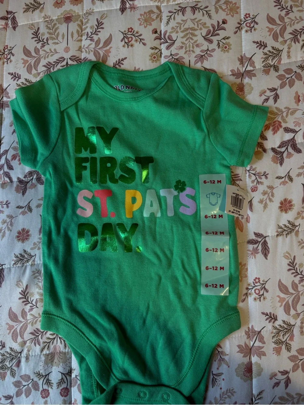 Old Navy Green My First St. Pat's Day Baby One-Piece